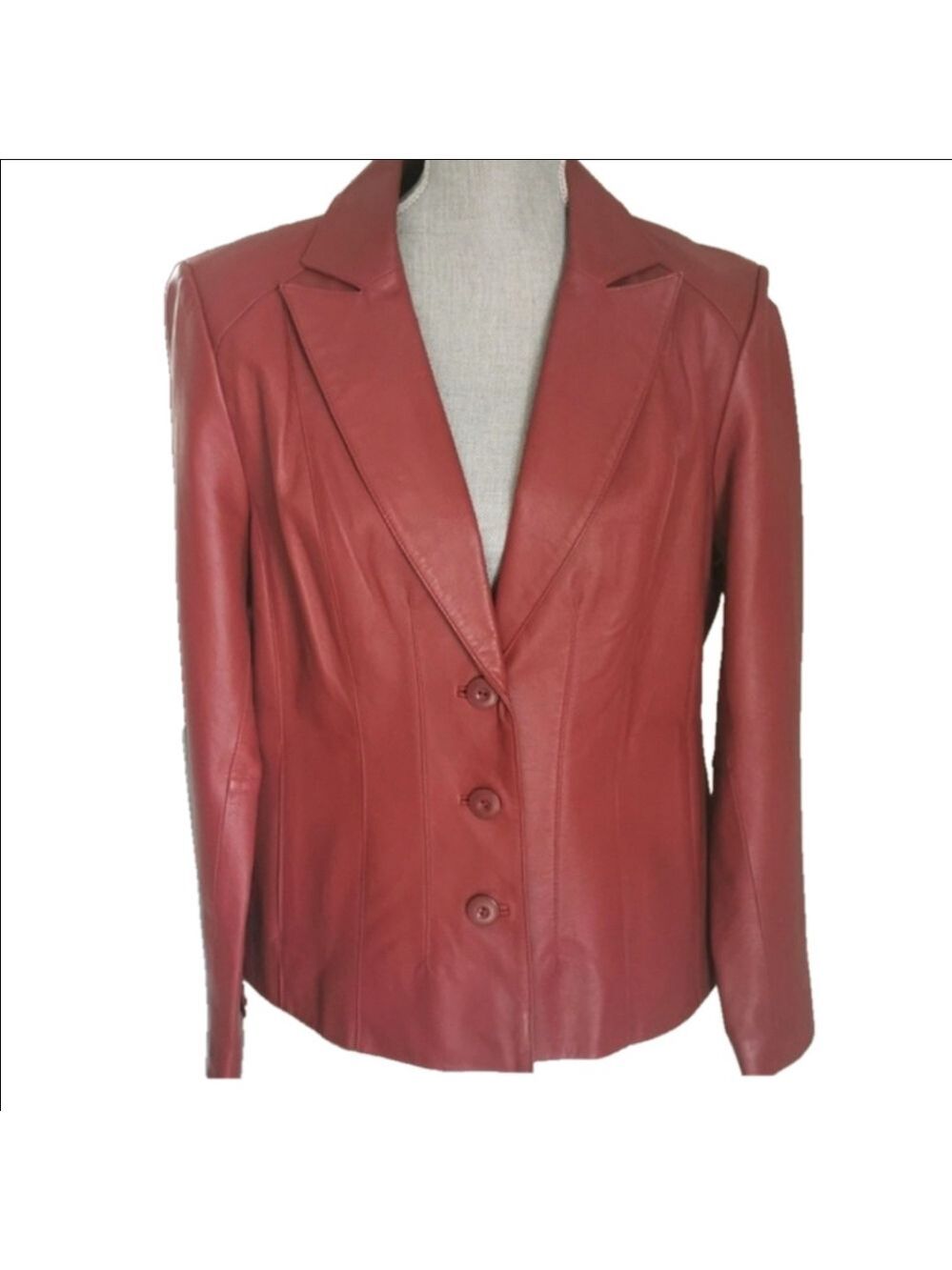 East 5th red leather lapel jacket. Size large. EUC
